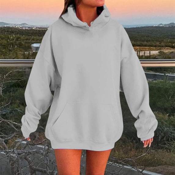 Letdown Womens Crewneck Sweatshirt Loose Fit Long Sleeve Shirts Trendy Oversized Sweater Fashion Side Slit Pullover Tops (Large Size Available) (Silver, XS)