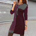thumbnail image 1 of Letdown Womens Long Sleeve Early Spring Fall Dresses with Pockets Crew Neck Casual Color Block Dresses (#01-,L), 1 of 4
