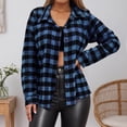 thumbnail image 1 of Letdown Womens Plaid Shirts Lightweight Flannel Roll Up Long Sleeve Collared Button Down Blouse Loose Fit Fall Tops Casual Outwear (Blue,XL), 1 of 6