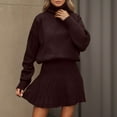 thumbnail image 1 of Letdown Womens Skirt 2 Piece Sweater Set Long Sleeve Turtleneck Sweaters Pleated Mini Skirt Knit Lounge Sets Fall Winter Clothes (Coffee,M), 1 of 5