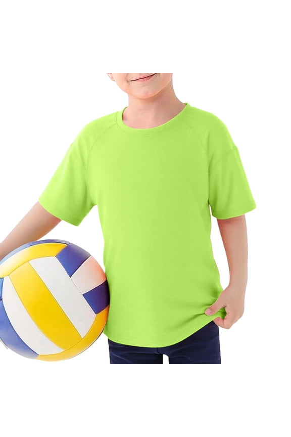 Youth Neon Shirts for Boys Girls Toddler Crewneck Solid Basic Tees Casual Tops Short Sleeve Athletic T-Shirts Summer Tees for Boys and Girls