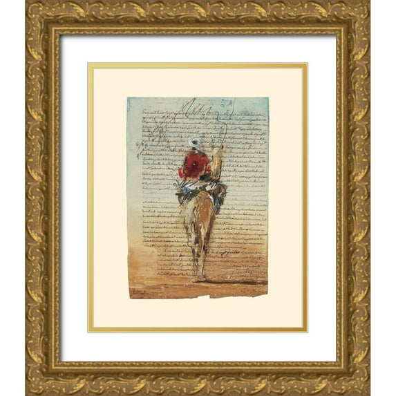 Letestu, Yann 20x24 Gold Ornate Wood Framed with Double Matting Museum Art Print Titled - Sur le dromadaire (etude)