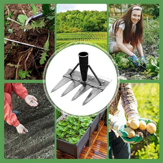 Letfool Manual Weed Remover Tool for Lawn and Garden, Weeding Artifact Uprooting Weeding Tool with Handle, Weed Puller Tool with Manganese Steel Tooth , for Gardening Backyard Farm