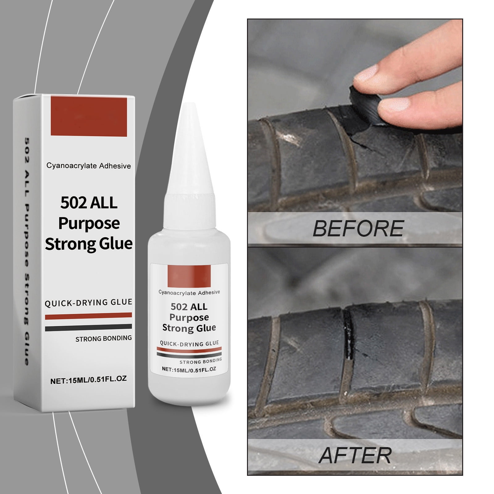 Letfool Tire Repair Glue, Rubber Strong Adhesive Bonding, for Sidewall Gash Dent, Instant Super Repair Glue, for Off-Road Car Motorcycle Truck Tractor Wheel