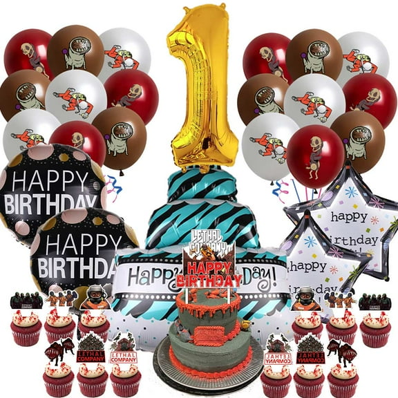 Lethal Company Party Supplies 1st Decor Kit Balloons Birthday Cake Topper Decorations
