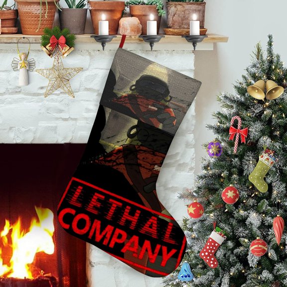 Lethal Company-theme Christmas StockingsFine white linen for Stairs Fireplace Hanging Xmas Home Decor Christmas gift17.7"X12.6"(45cm32cm)