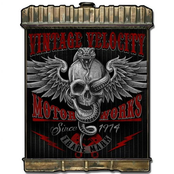 Lethal Threat 24 x 32 in. Radiator Snake Skull Satin Plasma Metal Sign