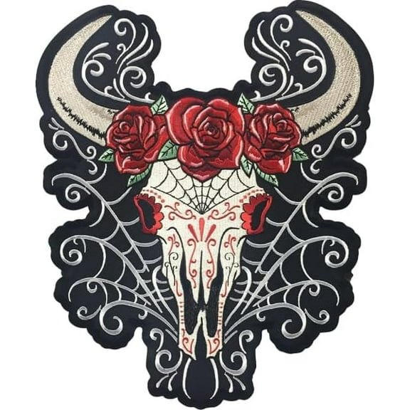 Lethal Threat D.O.D Western Skull Large Embroidered Patch Black/Red