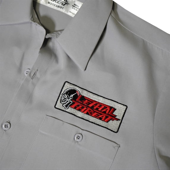 Lethal Threat Flying Tiger Pinup Shop Mens Button Up Short Sleeve Shirt Gray 4XL