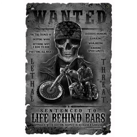 Lethal Threat LETH142 12 x 18 in. Life Behind Bars Custom Metal Shape Sign