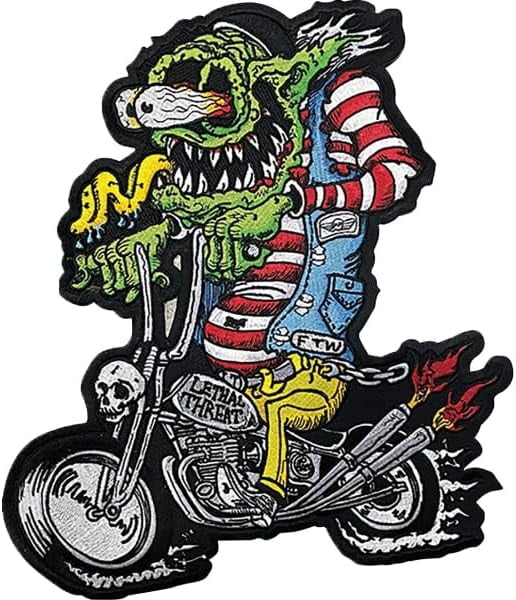 Lethal Threat ME Biker Embroidered Patch - 11.9in. W x 13.1in. L