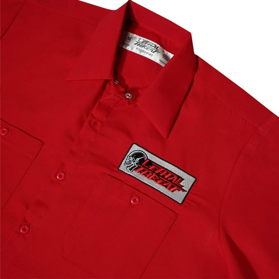 Lethal Threat Not for the Slow Skull Shop Button Up Short Sleeve Shirt Red LG
