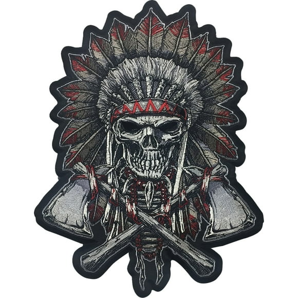 Lethal Threat Renegade Skull Embroidered Patch Red/Silver