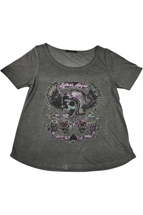 Sin On Wheels Womens Short Sleeve T-Shirt Gray XL
