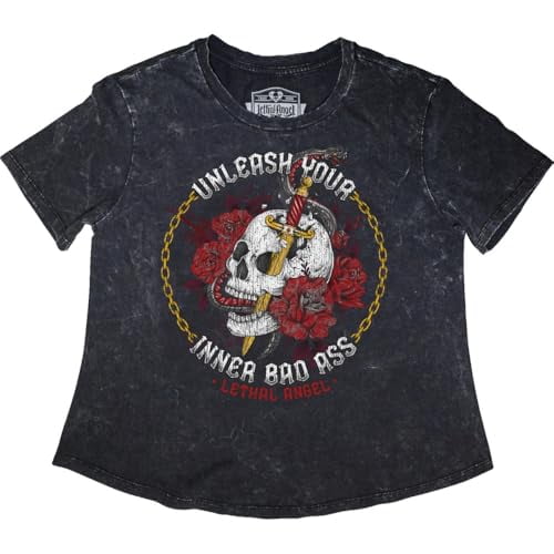 Lethal Threat Unleashed Skull Womens Short Sleeve T-Shirt Gray 1X