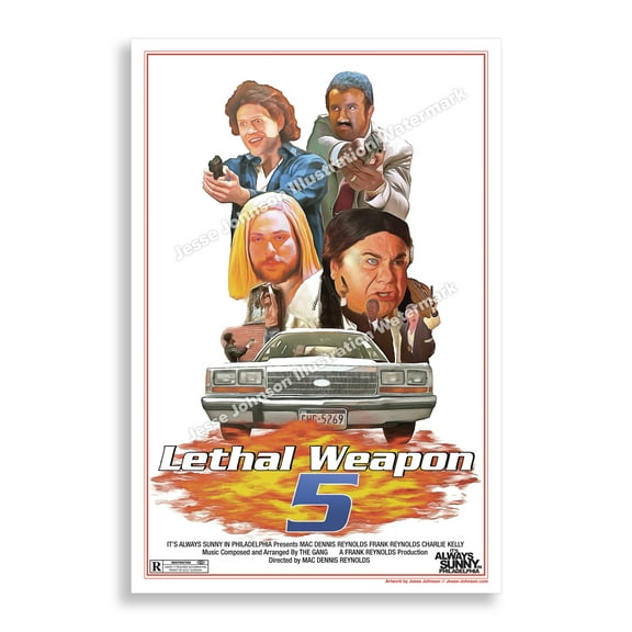Lethal Weapon 5 Poster 12x18 Its Always Sunny in Philadelphia Parody Movie Print Classic 80s Action Film Style Comedy Wall Art Decor Fan Poster Classic Movie Print Wall Decor Lethal Weapon 6 Rum Ham
