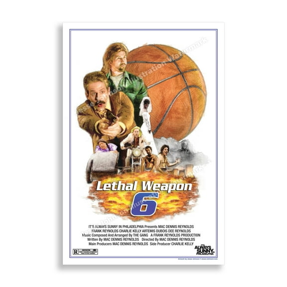 Lethal Weapon 6 Poster 12x18 Its Always Sunny in Philadelphia Parody Movie Print Classic 80s Action Film Style Comedy Wall Art Decor Fan Poster Classic Movie Print Wall Decor Lethal Weapon 6 Rum Ham