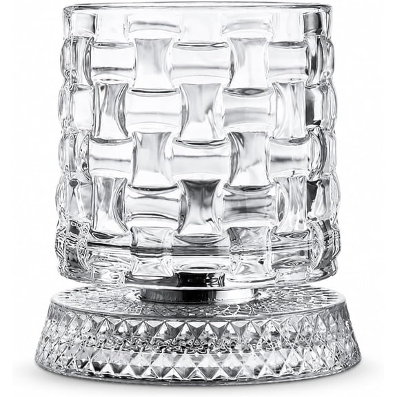 Lethargic 360 Degree Rotating Whiskey Glass, 3.74"W x 4.13"H Sodium Lime Glass Tumbler with Bubble Design for Home Bar.