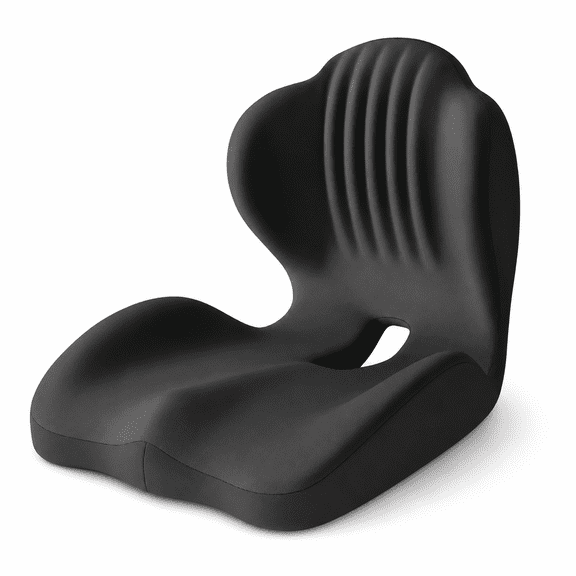 Lethargic Black Seating Cushion, Ergonomic Memory Foam with Back Support