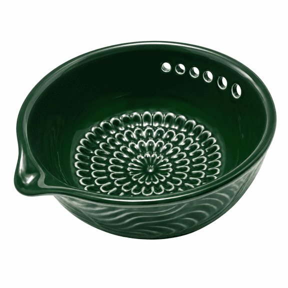 Lethargic Ceramic Grater Bowl, 5"L x 4.72"W x 2.16"H, Ceramic Garlic Ginger Grater Dish with Herb Stripper for Kitchen Prep.