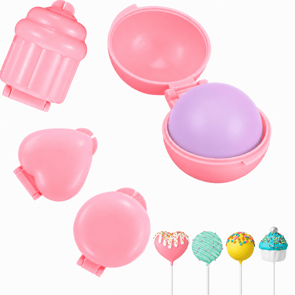 Lethargic Elegant 4pcs Cake Pop Mold Shapes Press Set 4 Shapes, Plastic Dessert Forming Tools, Multiple Shape Designs for Cake Pops, Cookies and Baking Projects