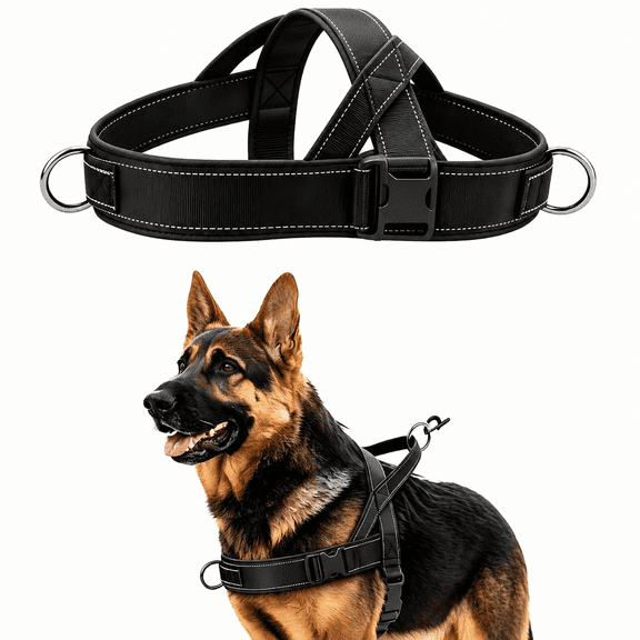 Lethargic Escape Proof Reflective Tactical Dog Harness, No Pull Dog Harness, Adjustable Nylon Vest, S-XL for Small to Large Dogs