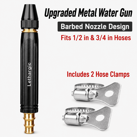 Lethargic Home High Pressure Car Wash Water Gun, 6.69 x 0.9 in Alloy Adjustable Spray Hose Nozzle for Car Garden Cleaning.