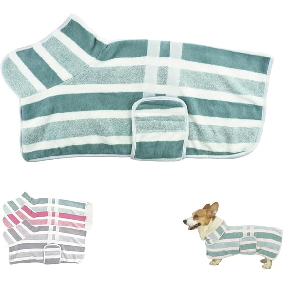 Lethargic Luxury Microfiber Dog Bathrobe Absorbent Pet Drying Robe Soft Coral Fleece Quick Dry Adjustable Wrap for Small Medium Large Dogs After Bath Grooming Use