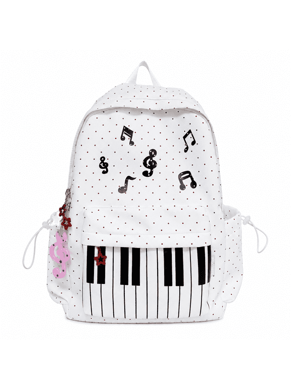 Piano Backpack for Women, Nylon Music Backpack, 11.81 x 5.12 x 16.93 in, Multi-Pocket Daypack for Work, Travel and Daily Use