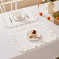 thumbnail image 1 of Lethargic Set of 4 Gingham Placemats with Ruffle Edge, 12 x 18 in Cotton Table Mats, Checkered Dining Table Linens for Kitchen and Dining Room., 1 of 7