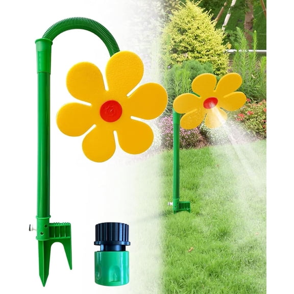 Lethargic Upgrade Crazy Dancing Daisy Sprinkler, 27.2 in Rotating Garden Water Sprinkler with 11.02 in Flower Head, Outdoor Lawn Watering Toy for Kids and Yard Irrigation