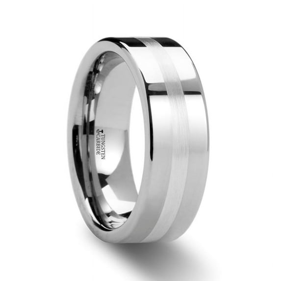 Letholdus Palladium Inlaid Flat Tungsten Ring