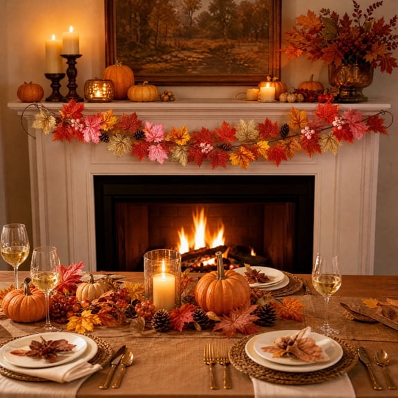Letimco 200Cm Halloween Thanksgiving Artificial Maple Leaf Vine, Simulated Foliage Garland, Hanging Plant Prop For Field, Wall, Pipe And Home Festival Scene Layout