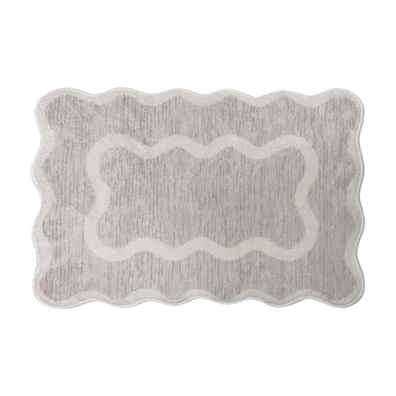 Letimco Washable Shower Rug Soft Scalloped Cream Bath Mat Efficient Water Absorbent Floor Cover Ideal for Tub Restroom Household Bathroom Arrangement, 15.7*23.6in
