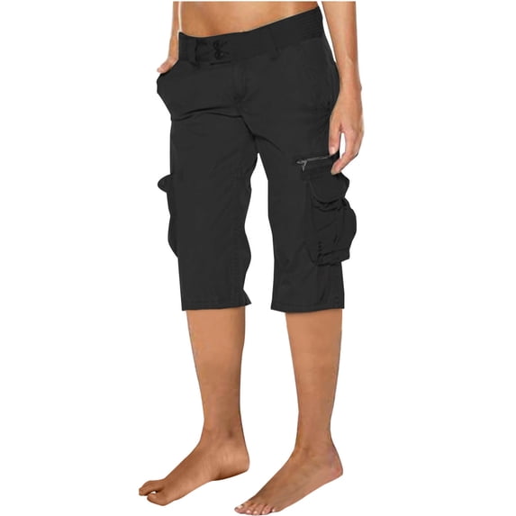 Letimco Women Ladies Solid Cotton Pants Hippie Punk Trousers Streetwear Jogger Pocket Loose Overalls Short Pants