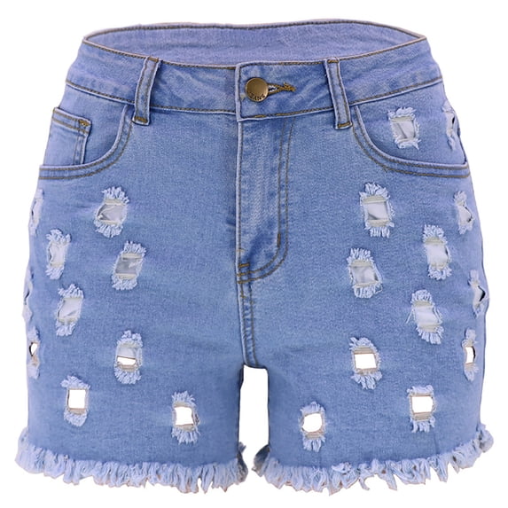 Letimco Women’s Summer High Waisted Ripped Jeans Shorts Casual Frayed Raw Hem Stretch Distressed Denim Shorts with Pockets