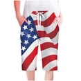 thumbnail image 1 of Letimco Women's USA Flag Print Casual Solid Color Drawstring Athletic Shorts Beach Shorts, 1 of 5