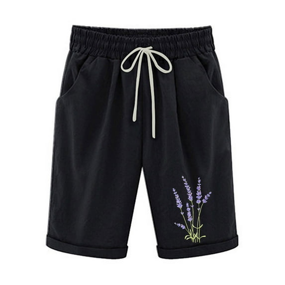 Letimco independence Day Dandelion Printed shorts for Women’s Elastic Waist For Casual With Casual Pockets Elastic ladies dress Pants