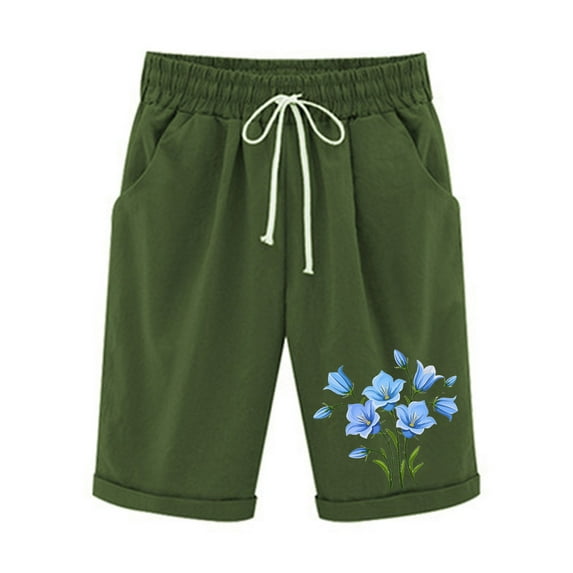 Letimco independence Day Dandelion Printed shorts for Women’s Elastic Waist For Casual With Casual Pockets Elastic ladies dress Pants
