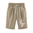 thumbnail image 1 of Letimco independence Day Flroal Printed shorts for Women’s Elastic Waist For Casual With Casual Pockets Light Dandelion and Heart Pants, 1 of 3