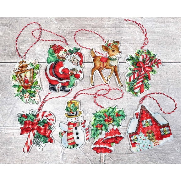 Counted Cross Stitch Kit By Letistitch Christmas Toys Ornaments Plastic Canvas Red Needlework