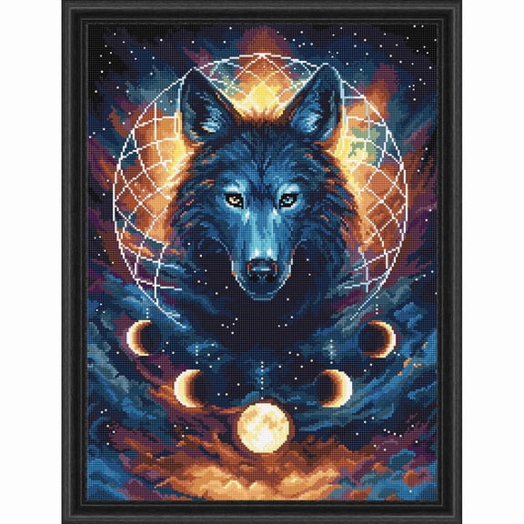 Wizardi Letistitch Counted Cross Stitch Kit Dream Catcher Wolf L8069