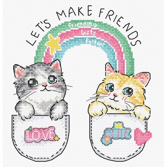 Wizardi Counted Cross Stitch Kit LetiStitch Let's Make Friends! L8043