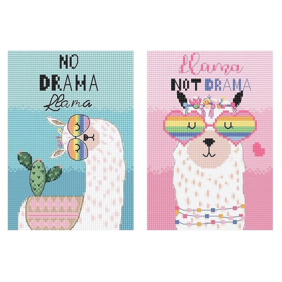 Wizardi Counted Cross Stitch Kit LetiStitch No Drama Llama L8044