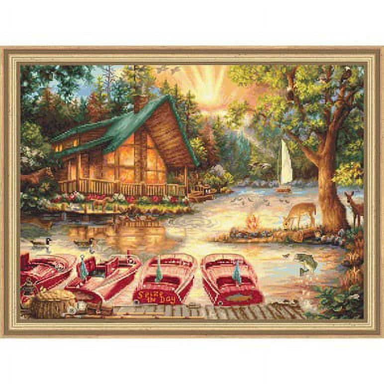 Counted Cross-Stitch Kit By Letistitch Seize the Day Canvas Cotton Needlework Brown Red Water Tree