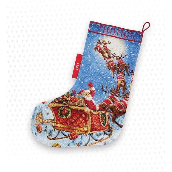 Letistitch The Reindeer on their Way! Stocking Counted Cross-Stitch Kit