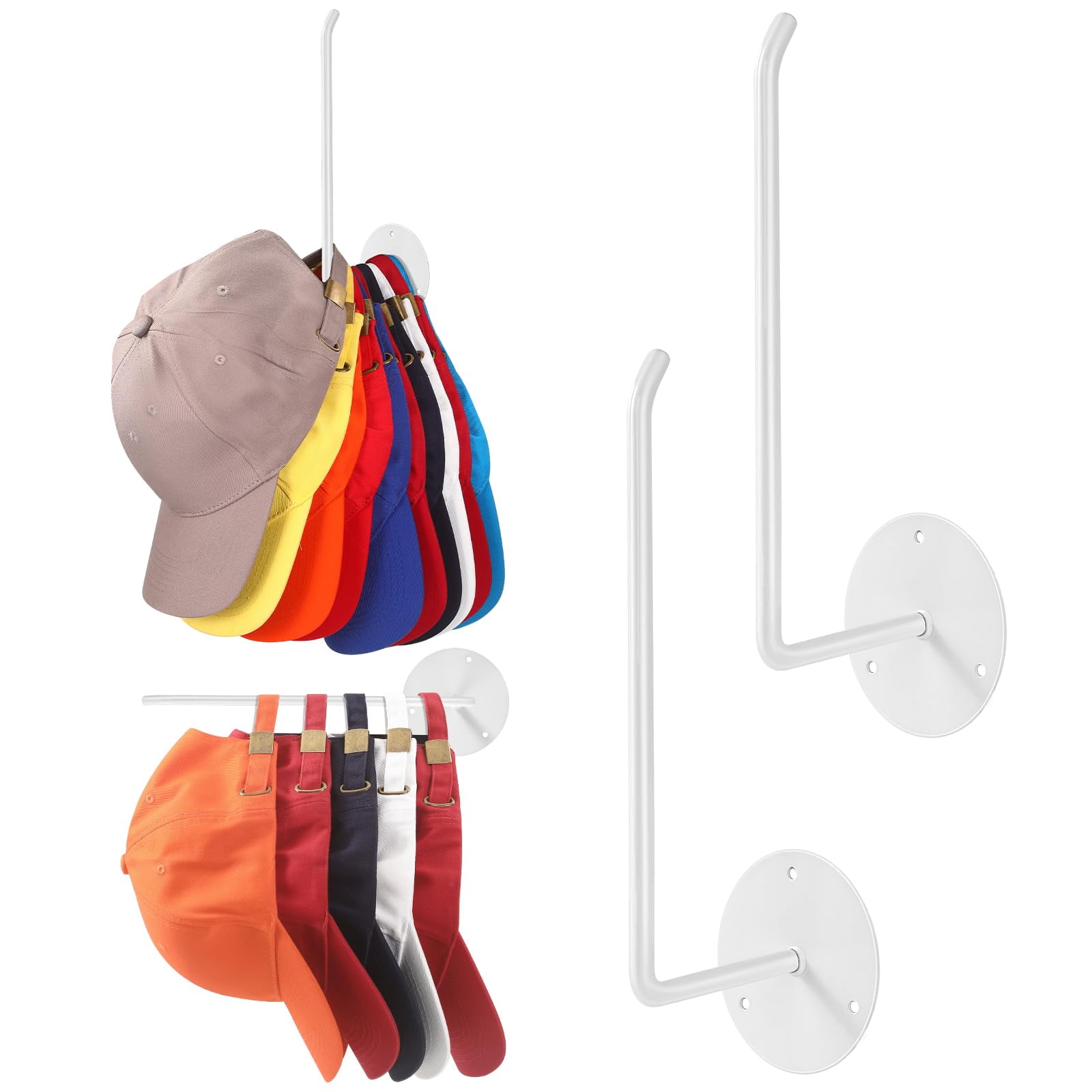 Letohoumia Hat Rack for Wall 2 Pack, Stainless Steel Adhesive Hat ...