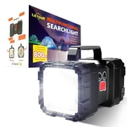 LETOUR 10,000Lumen Searchligt Dual-Head LED Spotlight 3 Adjustable Modes & SOS, 500M Long Beam, 100m  Wide Coverage, IPX5 Waterproof, Rechargeable Power Bank Work Light Built-in 10,000mAh Li-ion