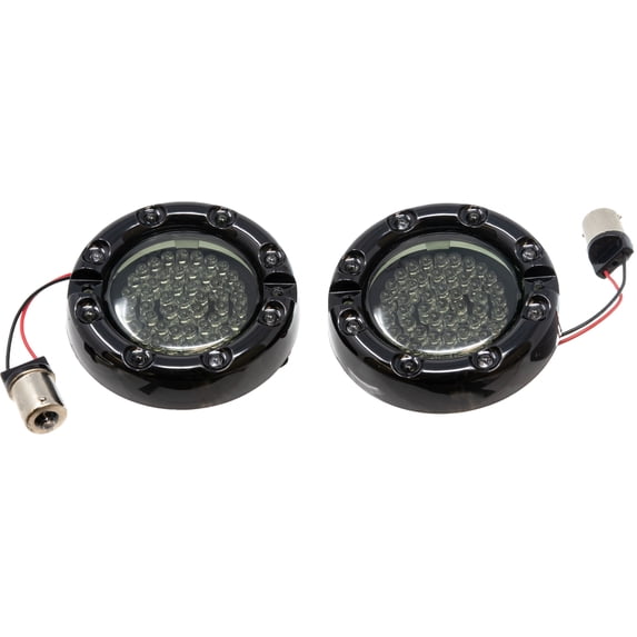 Letric Lighting Co. LLC-FLHB-6R Flat Lens Style Turn Signal HALO LED Insert - Premium Black Bezel - 1156 - Red