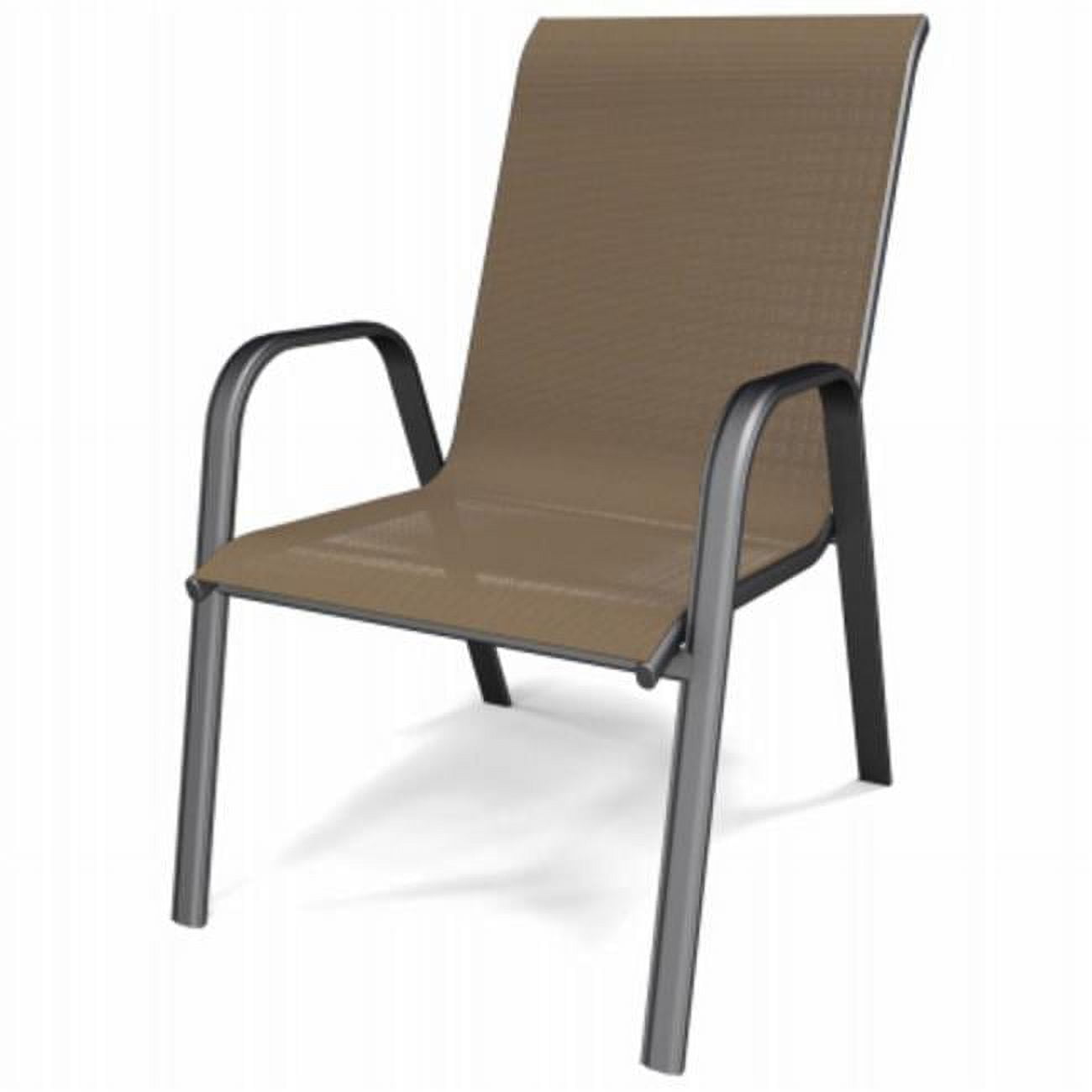 Tan and Black Steel Stackable Outdoor Sling Chair